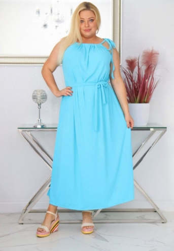 Sukienka Loti na ramiączka oversize elastyczna dzianina błękitna
