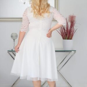 Sukienka Ariana rozkloszowana elastyczna koronka koło z tiulu biała - obrazek 5