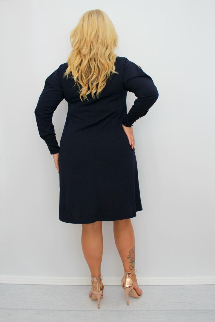 Sukienka klasyczna, która pokocha Twoją sylwetkę! Mankiety z perełkami GRANAT.A004.MEGA WYPRZEDAŻ! - obrazek 5