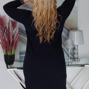 Sukienka Dentelle bombka z koronkowymi dodatkami granatowa - obrazek 5