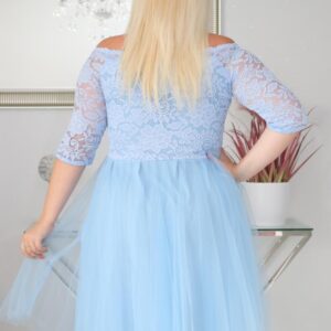 Sukienka Femm rozkloszowana koronkowa góra i tiulowy dół błękit - obrazek 6