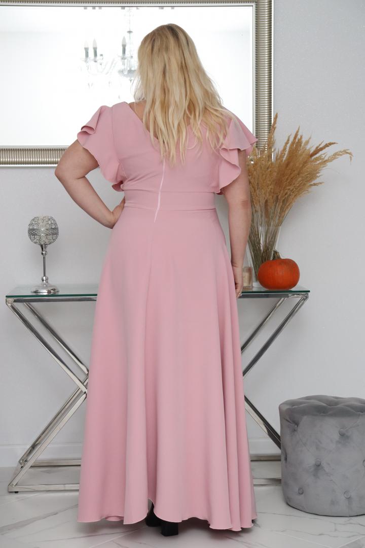 Sukienka Colette rozkloszowana kopertowy dekolt - Zanim kupisz, zobacz film, który pokazuje jak pięknie się układa. WRZOSOWA - obrazek 5