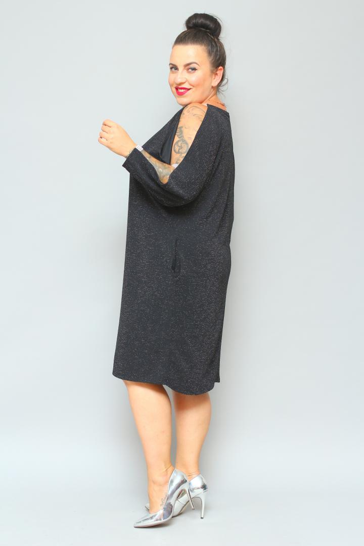 Sukienka Chiara oversize cekiny cyrkonie czarna BRILLIANCE WYPRZEDAŻ - obrazek 6