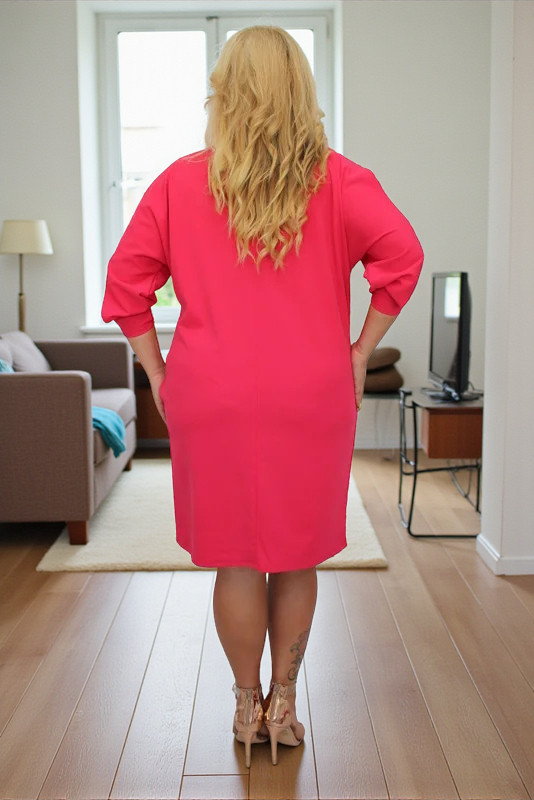 Sukienka Chiara oversize cekiny cyrkonie amarant gładka - obrazek 3