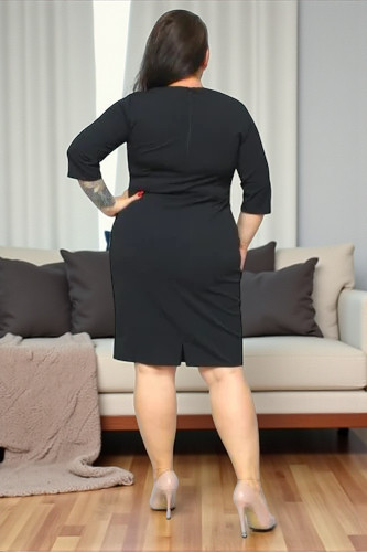 Sukienka Sofia ołówkowa czarna gładka - obrazek 3