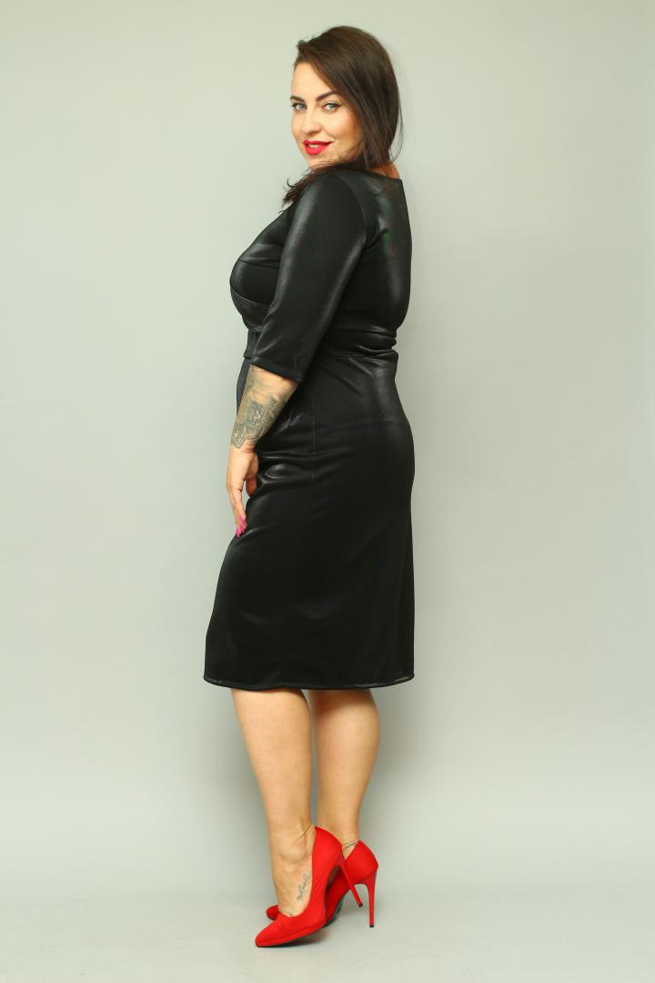 Sukienka Olivia kopertowy dekolt czarna MOONLIGHT WYPRZEDAŻ - obrazek 6