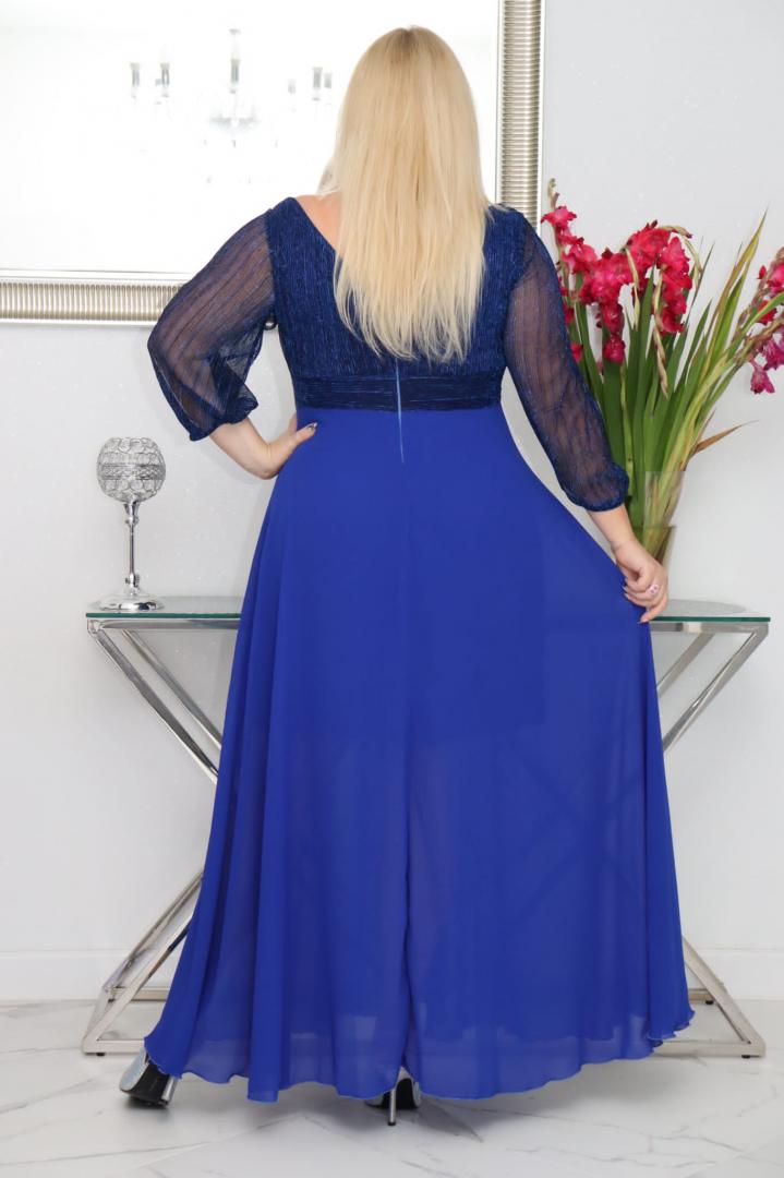 Sukienka Lozana lekka zwiewna rozkloszowana chabrowa - obrazek 5