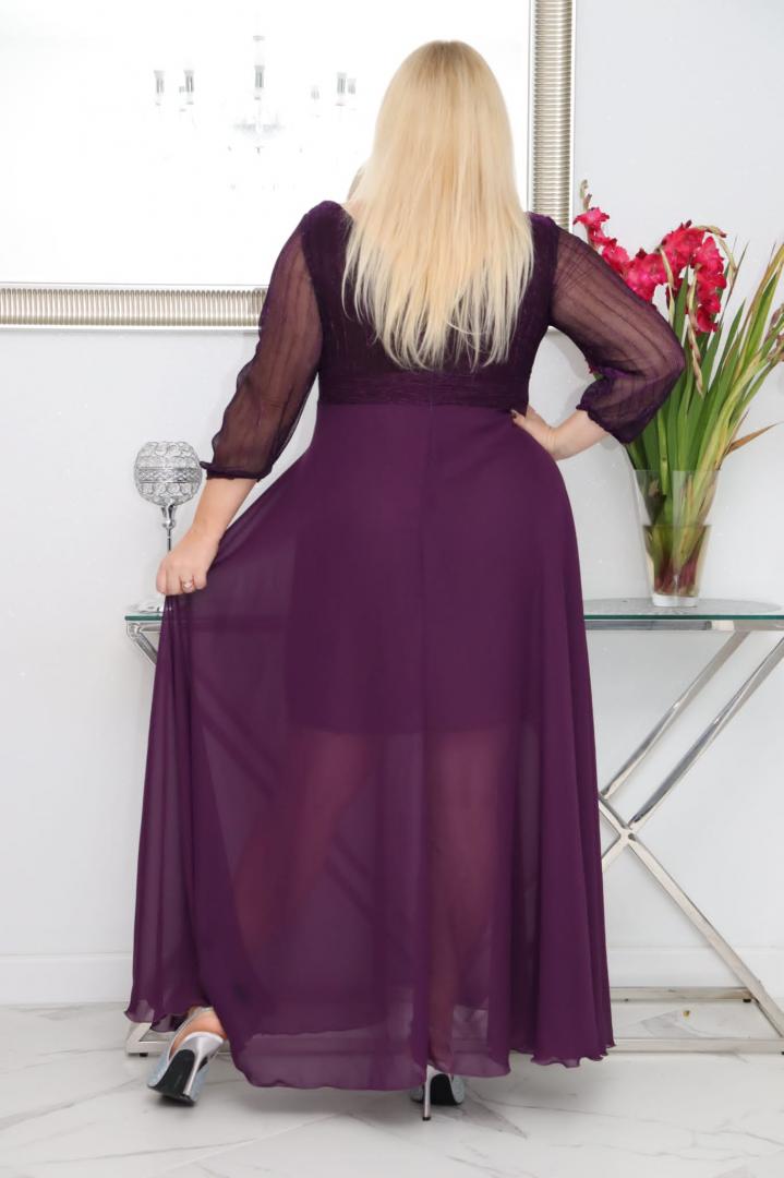 Sukienka Lozana lekka zwiewna rozkloszowana fioletowa - obrazek 5