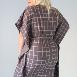Dzianinowa tunikosukienka krata z różem PROMOCJA - obrazek 4