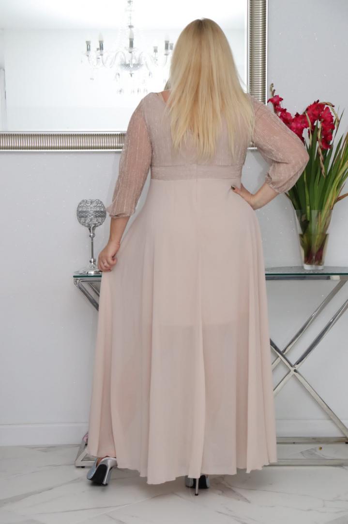 Sukienka Lozana lekka zwiewna rozkloszowana nude. A012. MEGA WYPRZEDAŻ - obrazek 5