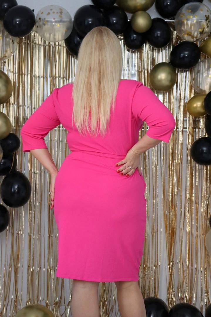 Sukienka Meriza tulipanowa z kieszeniami dzianinowa amarantowa - obrazek 4