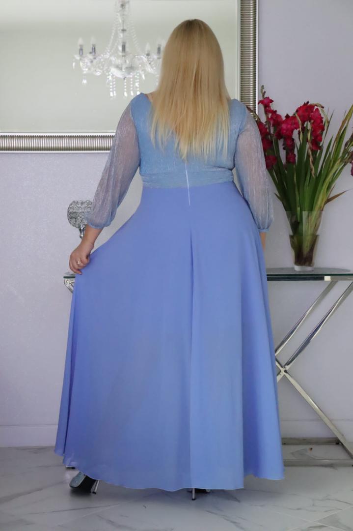 Sukienka Lozana lekka zwiewna rozkloszowana błękitna - obrazek 4