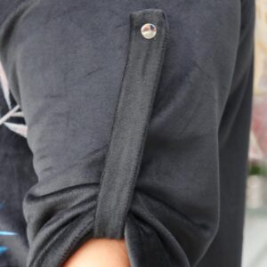 Sukienka Szila bombka oversize midi 100% welur niebieskie liście - obrazek 5