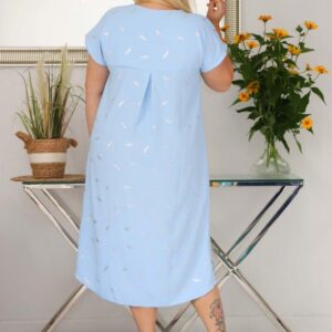 Sukienka Luna klasyczna niezwykle wygodna i szykowna wiskoza piórka błękitna - obrazek 5