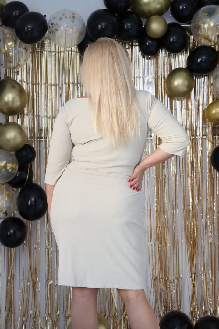 Sukienka Meriza tulipanowa z kieszeniami dzianinowa nude - obrazek 5