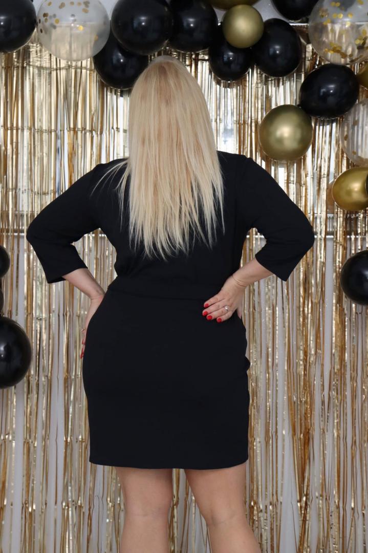 Sukienka Favia zakładana z guzikami elegancka dzianinowa czarna PROMOCJA - obrazek 5