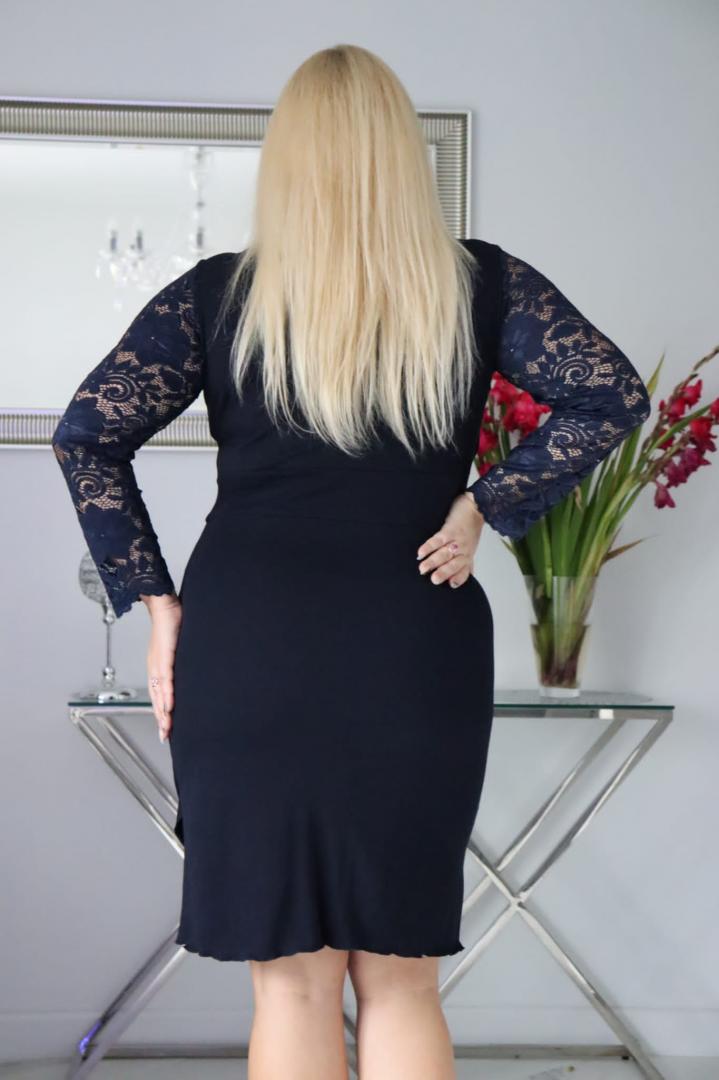 Sukienka Telma kopertowy dekolt granatowa - obrazek 3