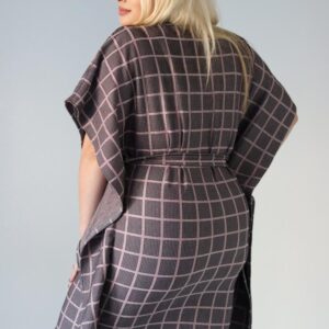 Dzianinowa tunikosukienka krata z różem PROMOCJA - obrazek 3