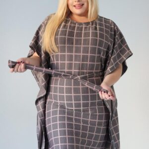 Dzianinowa tunikosukienka krata z różem PROMOCJA - obrazek 2