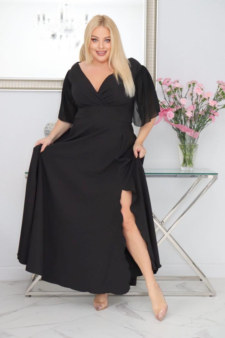 Malwa – odkryj sukienkę z lekkością szyfonowych rękawów. CZARNA