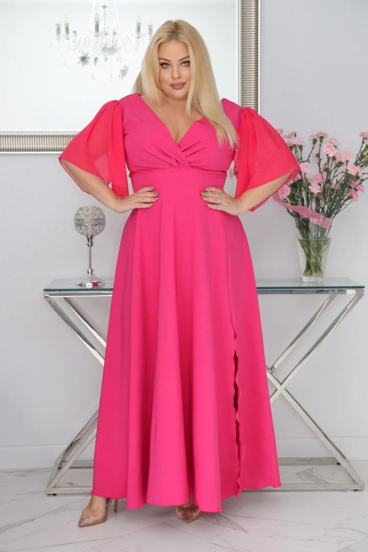 Malwa – odkryj sukienkę z lekkością szyfonowych rękawów. AMARANTOWA