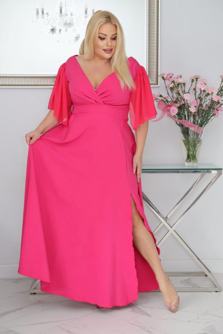 Malwa – odkryj sukienkę z lekkością szyfonowych rękawów. AMARANTOWA - obrazek 3