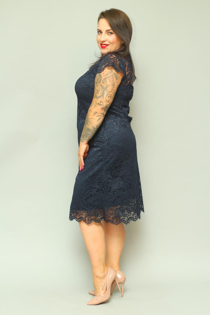 Sukienka Daria trapezowa koronkowa granat gipiura PROMOCJA - obrazek 5