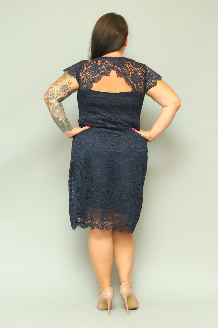 Sukienka Daria trapezowa koronkowa granat gipiura PROMOCJA - obrazek 6