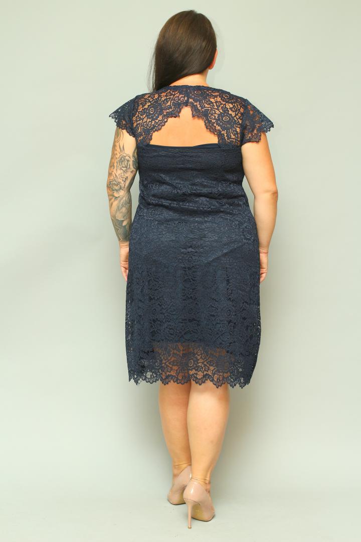 Sukienka Daria trapezowa koronkowa granat gipiura PROMOCJA - obrazek 7