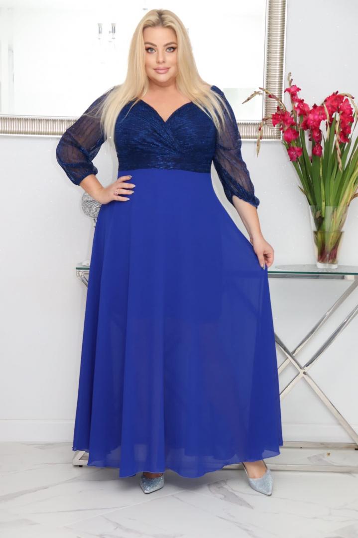 Sukienka Lozana lekka zwiewna rozkloszowana chabrowa - obrazek 4