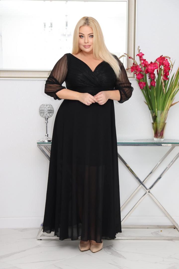 Sukienka Lozana lekka zwiewna rozkloszowana czarna - obrazek 3