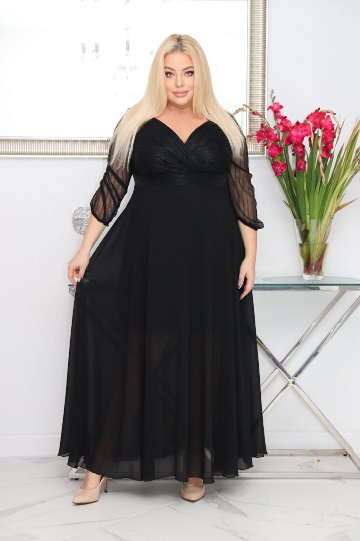 Sukienka Lozana lekka zwiewna rozkloszowana czarna