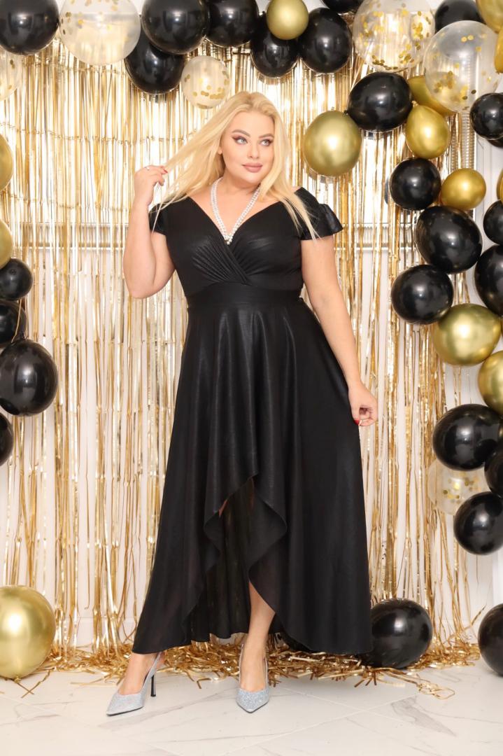 Sukienka Fraiche rozkloszowana long wieczorowa szyfonowa czarna - obrazek 3