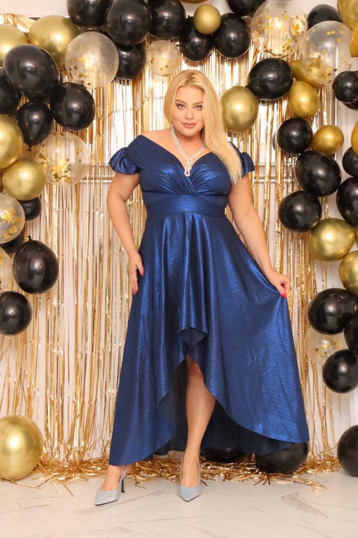 Sukienka Fraiche rozkloszowana long wieczorowa szyfonowa granatowa