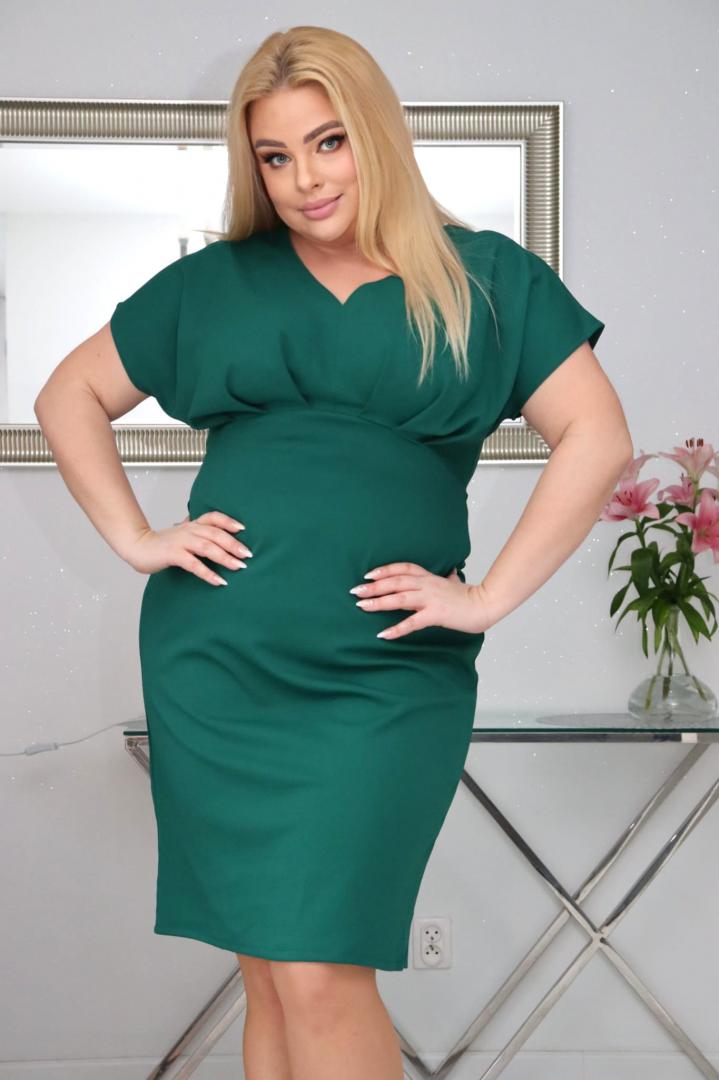 Sukienka Diora romantyczny dekolt z zakładkami zielona