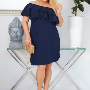 Sukienka Raven - stylowa, niezapomniana i ze zmysłowym akcentem na jedno ramię! GRANATOWA - obrazek 2