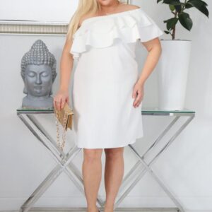 Sukienka Raven - stylowa, niezapomniana i ze zmysłowym akcentem na jedno ramię! BIAŁA - obrazek 2