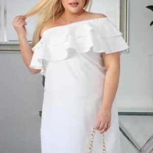 Sukienka Raven - stylowa, niezapomniana i ze zmysłowym akcentem na jedno ramię! BIAŁA - obrazek 4