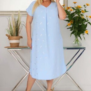 Sukienka Luna klasyczna niezwykle wygodna i szykowna wiskoza piórka błękitna - obrazek 3