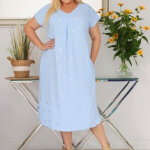 Sukienka Luna klasyczna niezwykle wygodna i szykowna wiskoza piórka błękitna