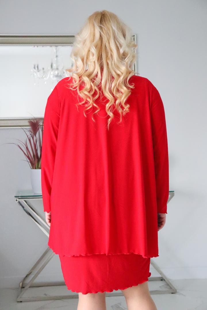 Sukienka Kama z dzianinową narzutką fala czerwona - obrazek 8