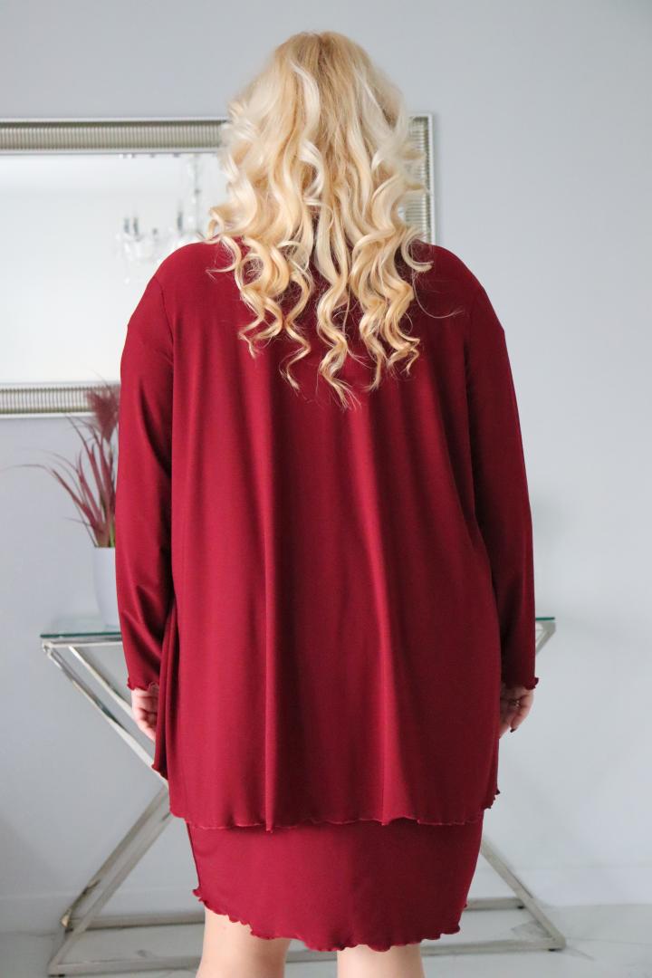 Sukienka Kama z dzianinową narzutką fala bordo - obrazek 5