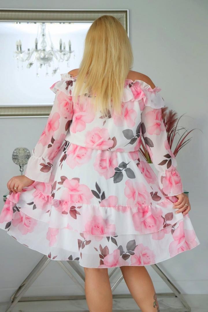 Sukienka Lorissa HISZPANKA rozkloszowana szyfonowa lekka zwiewna wzór numer 13 - obrazek 6