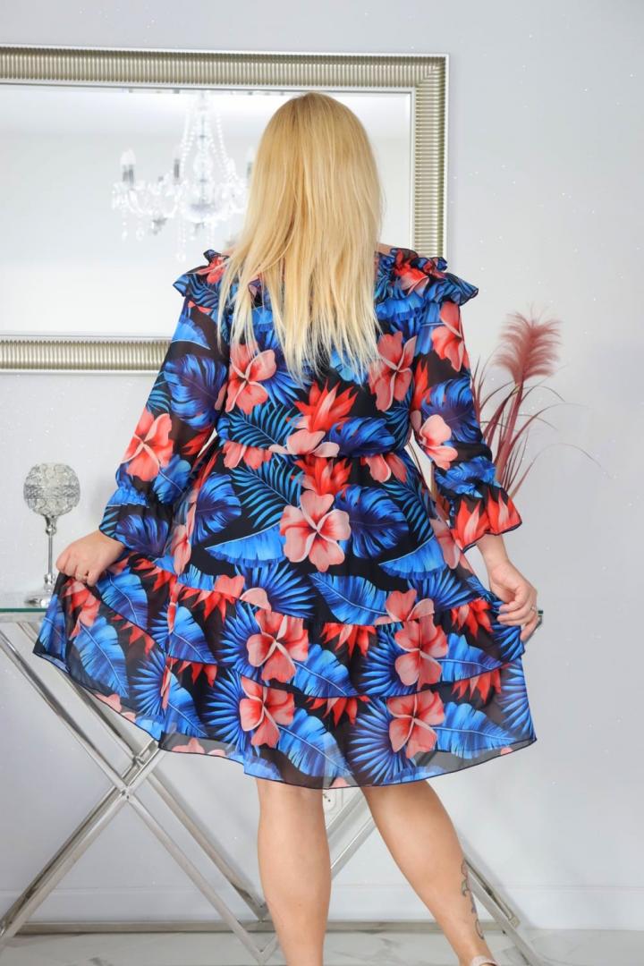 Sukienka Lorissa HISZPANKA rozkloszowana szyfonowa lekka zwiewna wzór numer 2 - obrazek 6