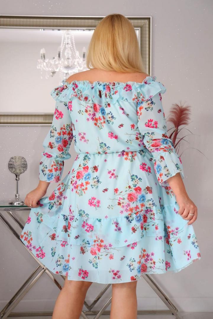 Sukienka Lorissa HISZPANKA rozkloszowana szyfonowa lekka zwiewna wzór numer 7 - obrazek 5