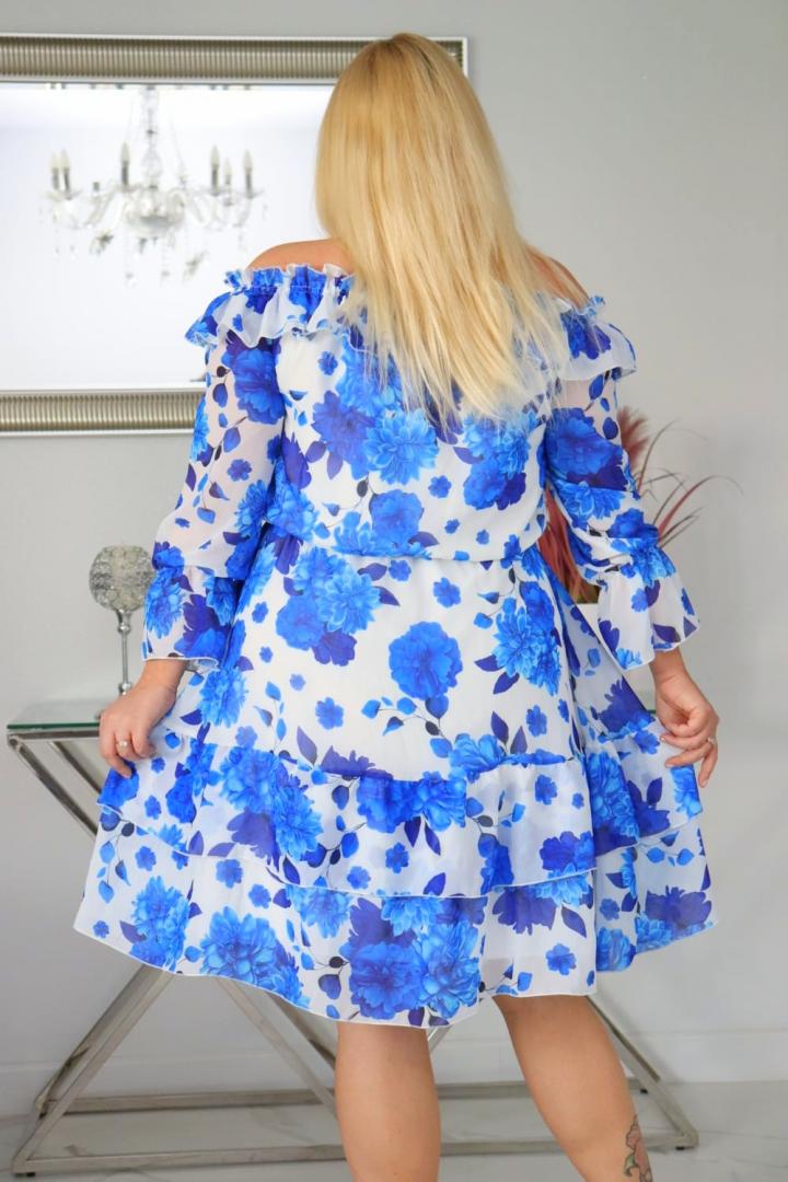 Sukienka Lorissa HISZPANKA rozkloszowana szyfonowa lekka zwiewna wzór numer 12 - obrazek 7