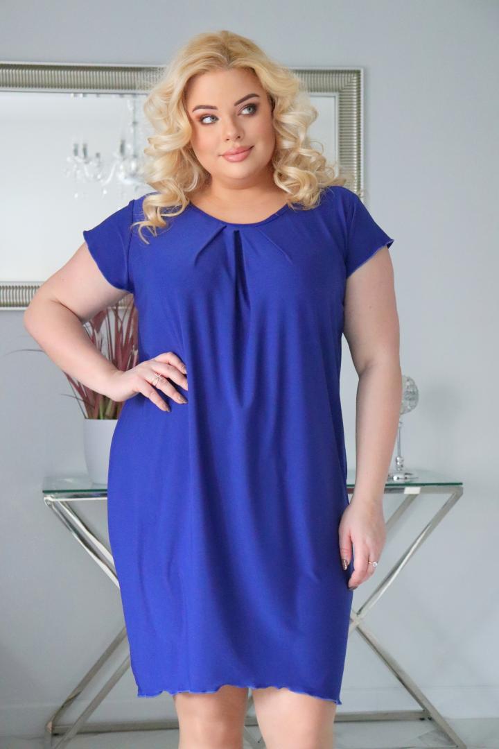 Sukienka Kama z dzianinową narzutką fala chabrowa - obrazek 6