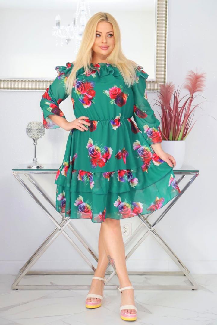 Sukienka Lorissa HISZPANKA rozkloszowana szyfonowa lekka zwiewna wzór numer 3 - obrazek 4