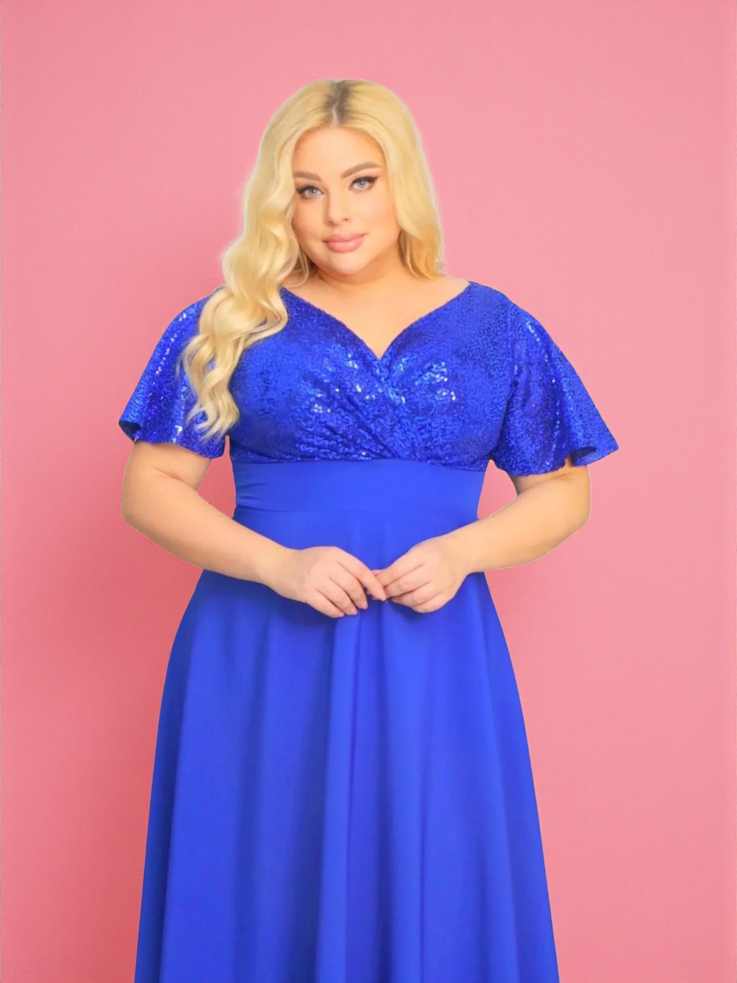 Sukienka klasyczna- elegancja, która olśniewa. Kwintesencja wieczorowego blasku! CHABROWA DROBNE CEKINY. A008. MEGA WYPRZEDAŻ! - obrazek 2