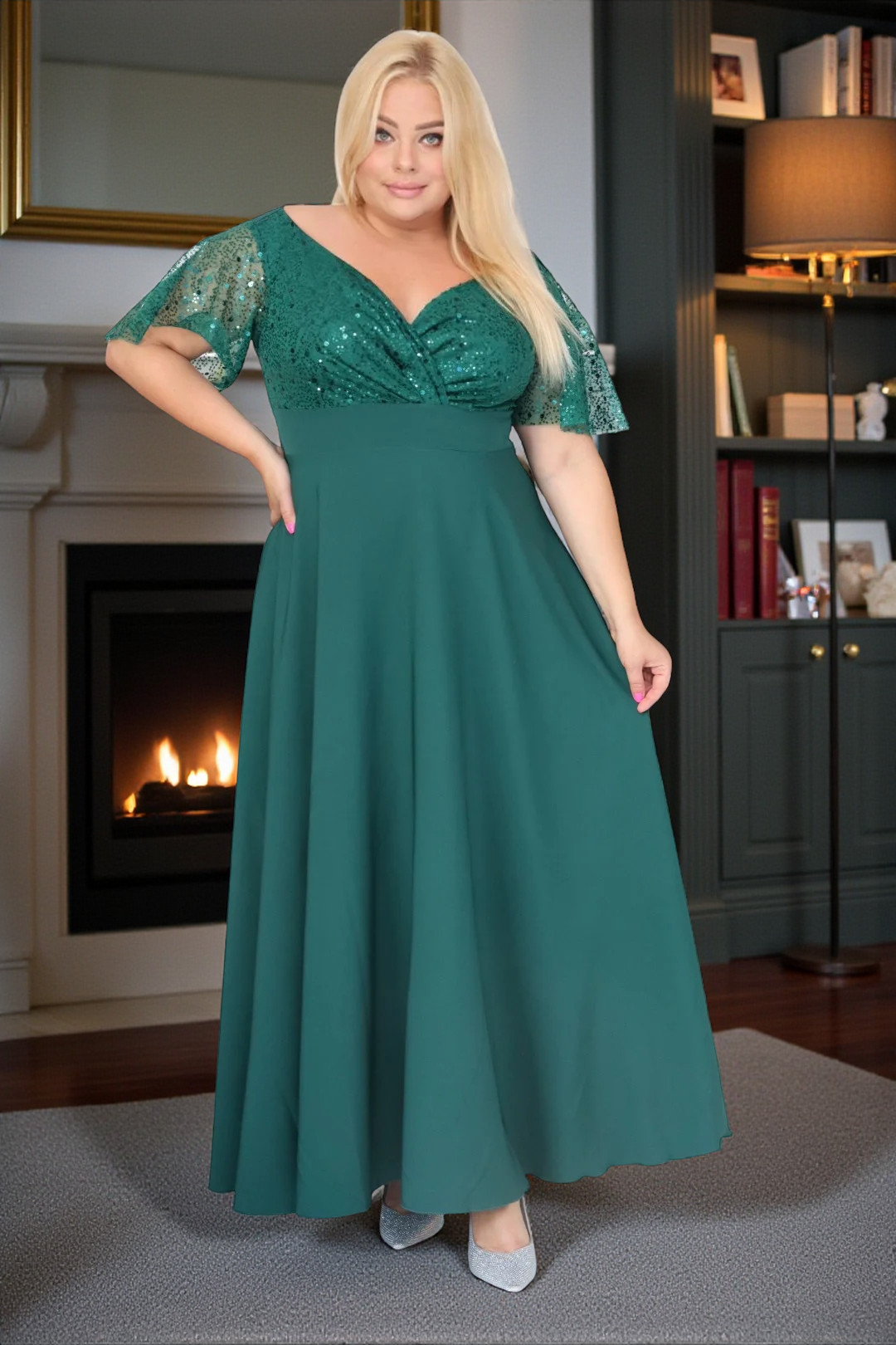 Sukienka Arwena - elegancja, która olśniewa. Kwintesencja wieczorowego blasku! BUTELKOWA ZIELEŃ